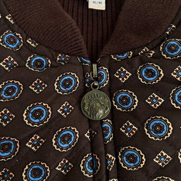 Vintage Quilted Floral Print Jacket Coat Knit Cardigan Sweater Preppy 90s Y2K - Picture 4 of 7